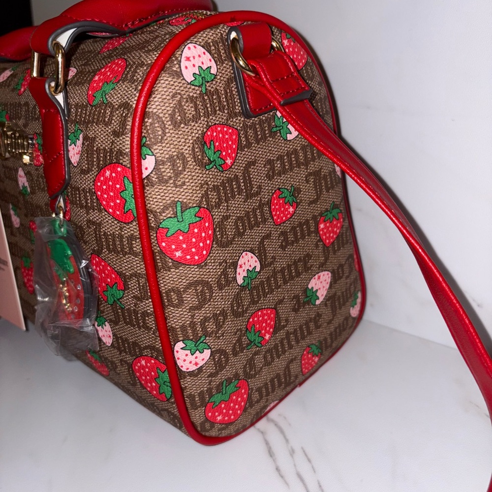 Juicy Couture Strawberry Satchel Freshly Picked Chestnut Brown Red - Picture 5 of 9